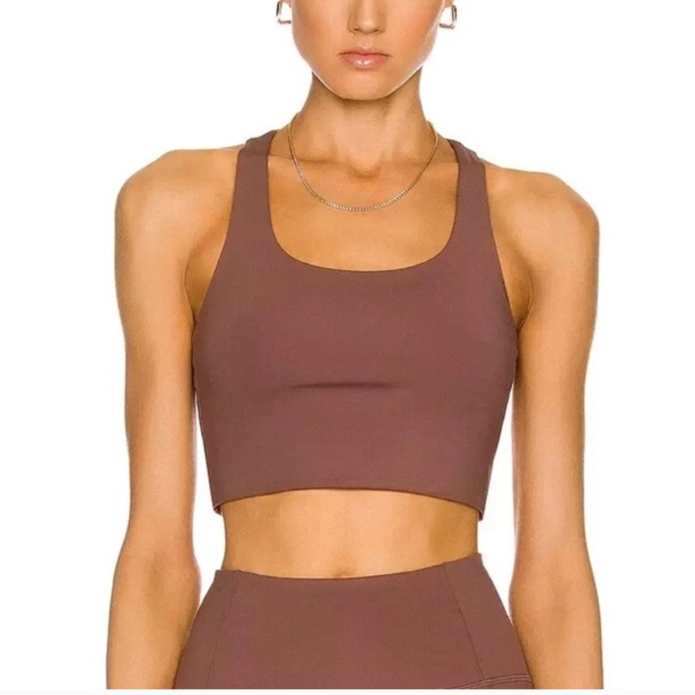 NWT Girlfriend Collective Paloma Racerback Brown Cropped Tank Top Size S